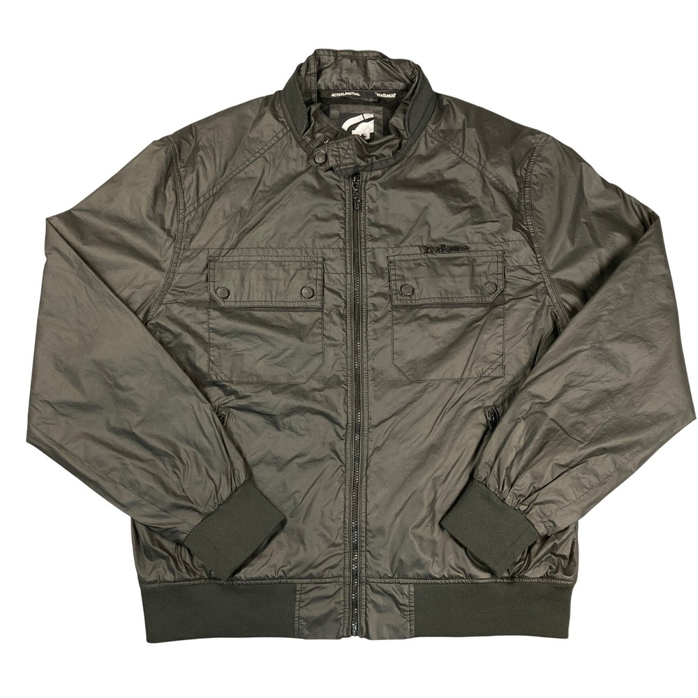 Ecko Unltd Mens Coated‎ Bomber Jacket XL Grey Full Zip Streetwear RN93536